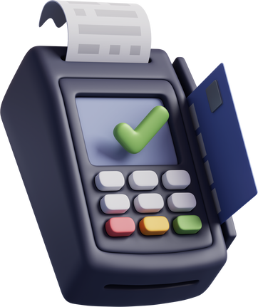 Bank terminal and credit card in purchase procress